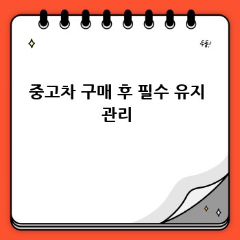 중고차 구매 후 필수 유지 관리
